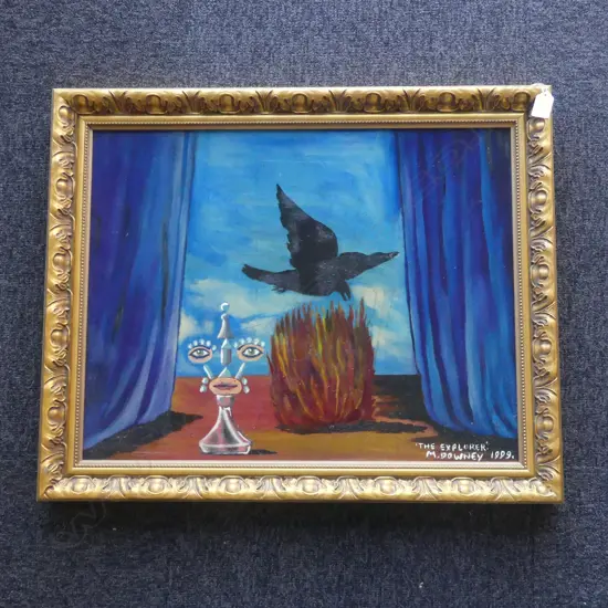 MICHAEL DOWNEY 'THE EXPLORER' OIL ON BOARD, 1999 470x595mm