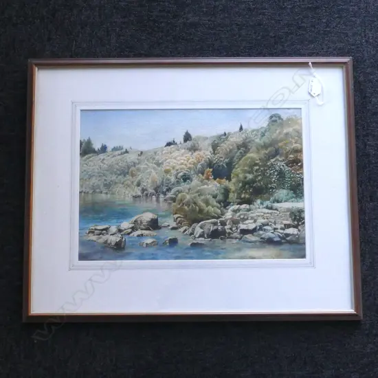 CR GOWER 'RIVER SCENE' W/C SIGNED DATED1989, H.290 x 450mm