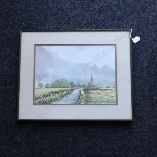 GERRY HALPIN 'SUMMER SHOWER OVER BELMONT CHURCH' WC '82 280x380mm