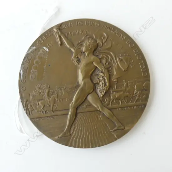 BRONZE TOKEN, PONTE MARECHAL CARMONA 90mm dia