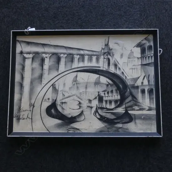 RETRO MODERNIST PASTEL OF VENICE, 500 x 720mm