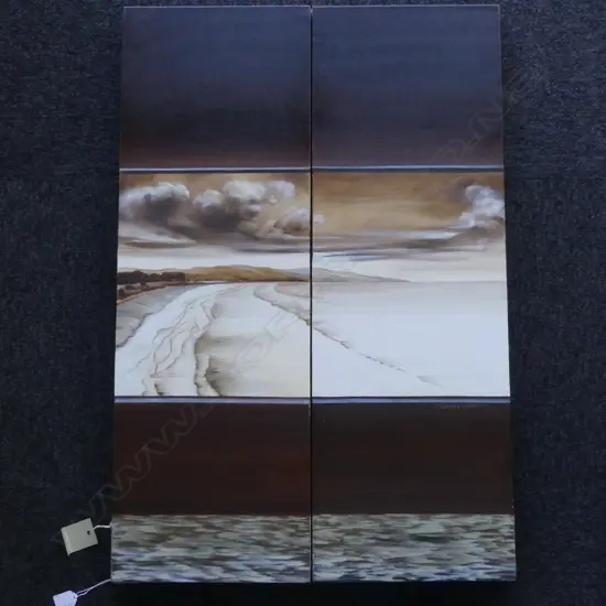 OIL ON BOARD DIPTIC COAST SCENE SIGNED SUZANNE WIGGINS H920 L300MM