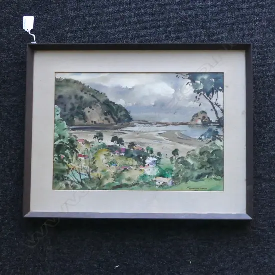 W/C WAIWERA BEACH SIGNED EMERSON PORTER H380 L490MM