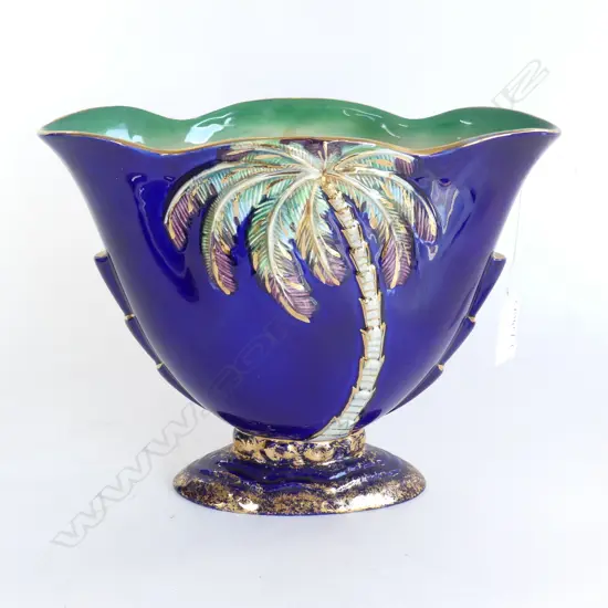 BESWICK PALM VASE, BLUE GLAZE #1065 H.210mm