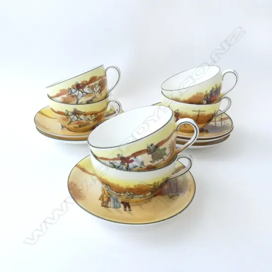SET 6 ROYAL DOULTON 'COACHING DAYS' CUPS & SAUCERS