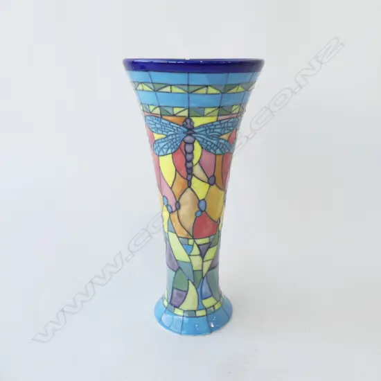 JEANNE MCDOUGALL HAND PAINTED TRUMPET VASE H200mm