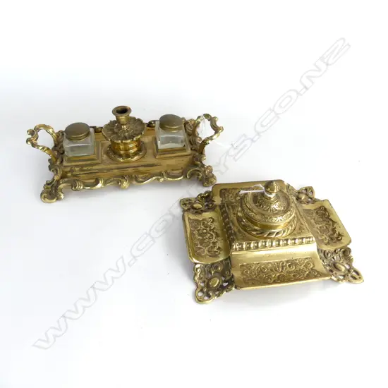 2 VICT BRASS INKSTANDS L260MM LONGEST