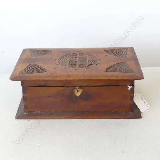 1903 POW  CHIP ART CARVED BOX L220MM