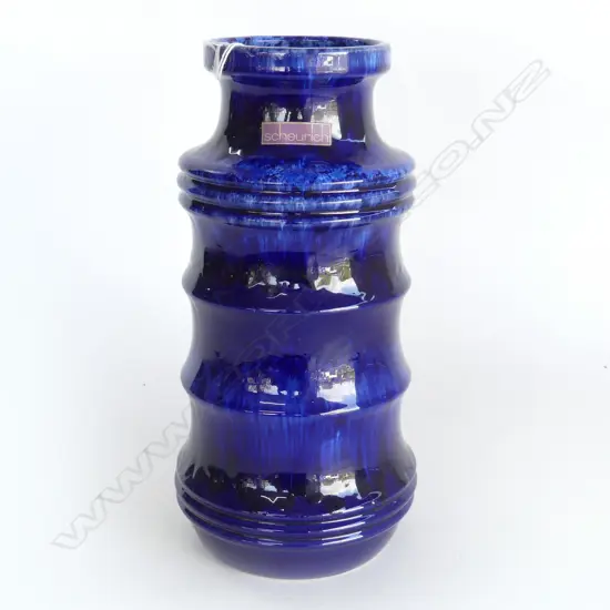 RETRO W. GERMAN SCHEURICH BLUE GLAZED VASE H.290mm