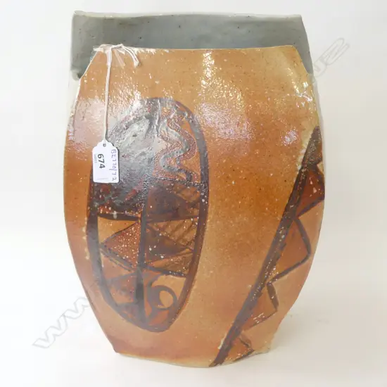 LARGE STUDIO POTTERY SLAB VASE 