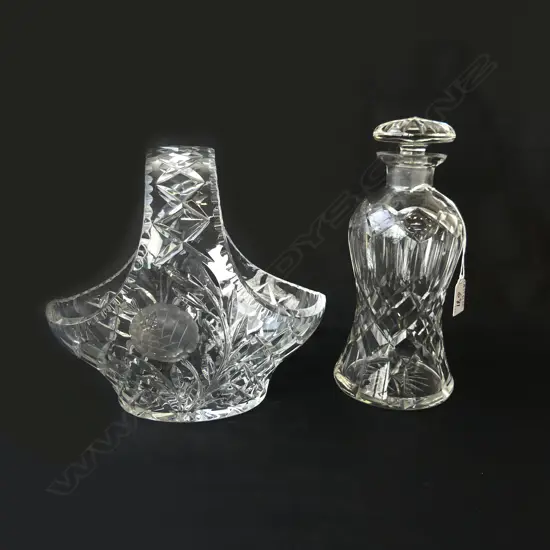 CRYSTAL BASKET H240MM & CRYSTAL DECANTER H250MM