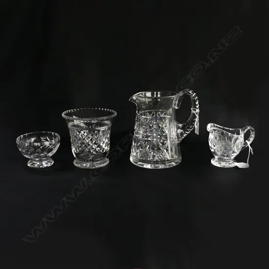 CRYSTAL JUG H180MM VASE 120 & C/SUGAR H120MM