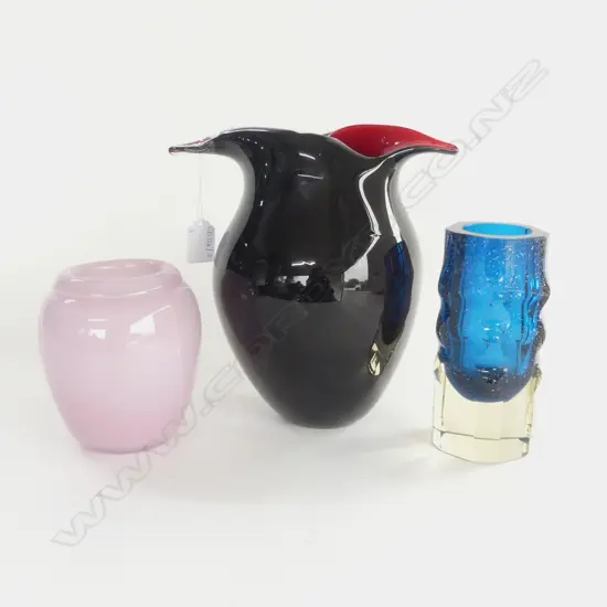 3 ART GLASS VASES H.240mm