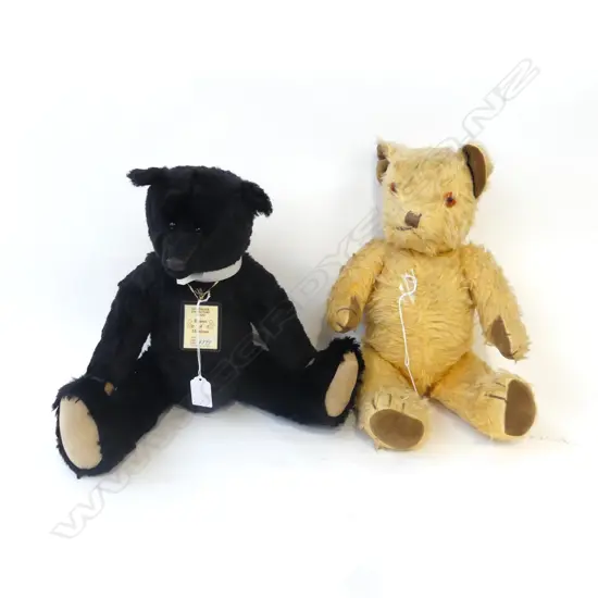 1 MIMIZAN BLACK GROWLING BEAR L420MM & VINTAGE GROWLING BEAR L380MM