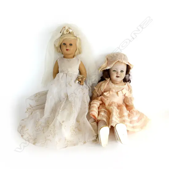 2 COMPOSITE VINTAGE DOLLS L445MM