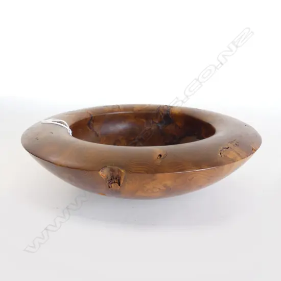 ANTHONY UPWRIGHT TURNED BURR TOTARA? FLARED BOWL Dia.275mm. Stamped maker's details to base