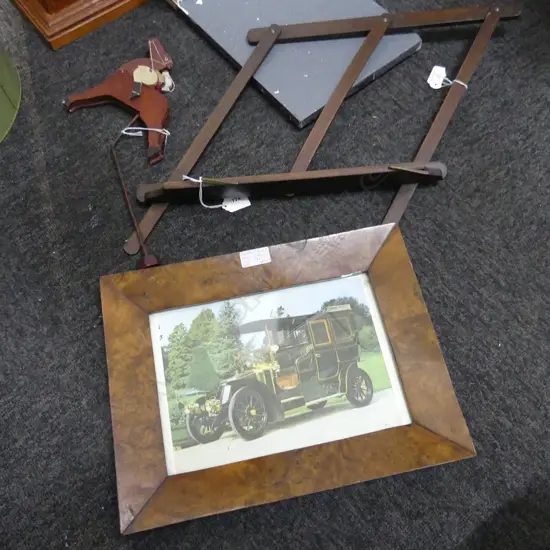 MOTTLED PICTURE FRAME WITH PIC OF VINTAGE CAR 285X370mm MUSIC STAND & RACING HORSE TABLE TOY 