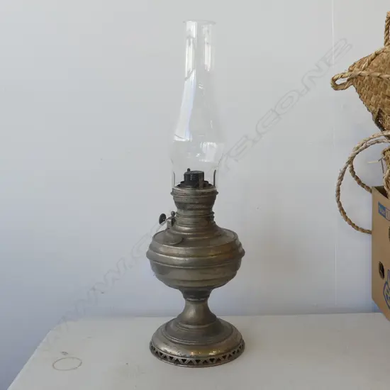 VINTAGE CHROMED TABLE KEROSENE LAMP H530MM