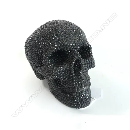 BLACK RESIN JEWELLED SKULL H.140mm