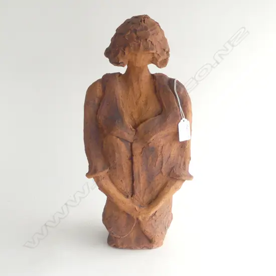 Trish Reythar 'Contemplation' Pottery sculpture 390 x 190mm.  Provenance: From the Koula collection.