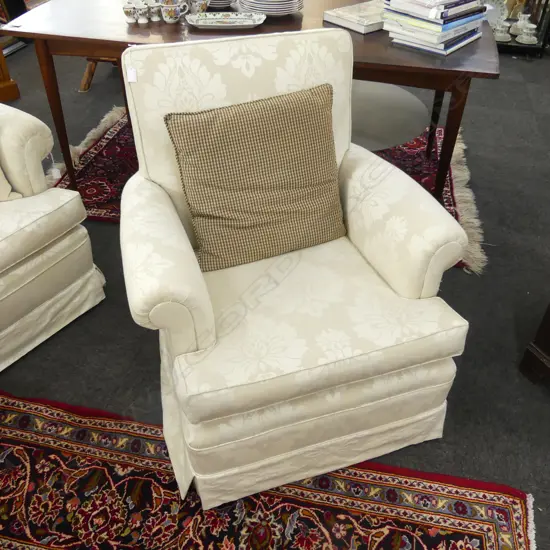 ARMCHAIR, WHITE UPHOLSTERY