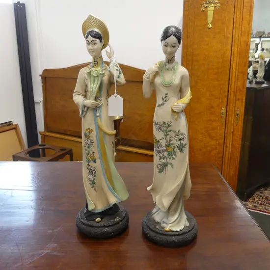 2 ORIENTAL RESIN FIGURES H.375mm
