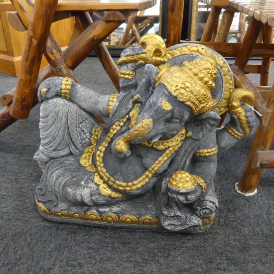 GILDED CONCRETE GANESH, H.370 L.400mm