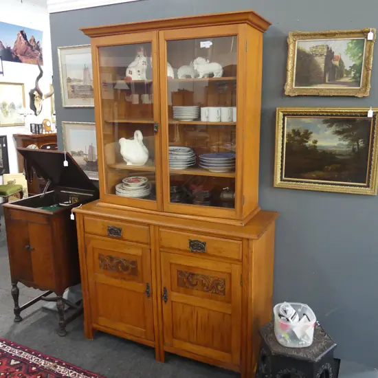 COLONIAL KAURI KITCHEN DRESSER BASE & TOP C.1900 1220x460x2000mm