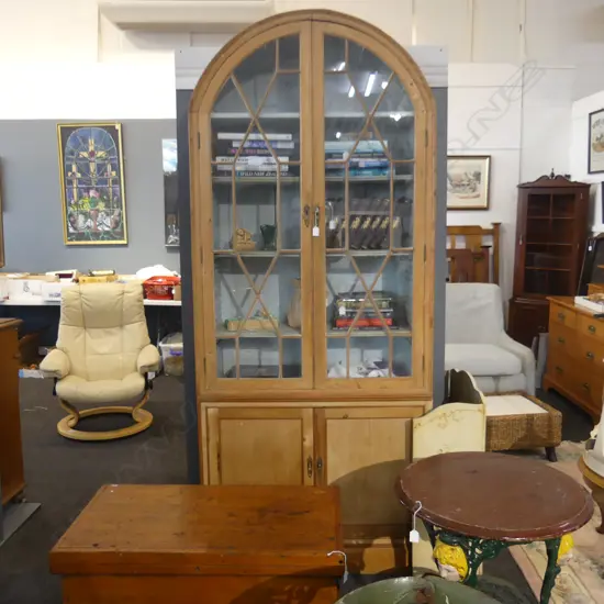 PINE DOMED TOPPED DISPLAY CABINET 1000x380x2290mm