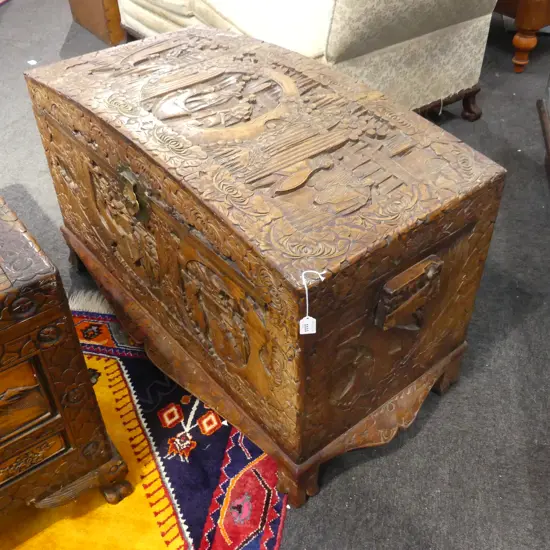 ORIENTAL CARVED CAMPHOR CHEST 1100x550x640mm