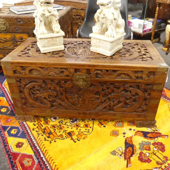 ORIENTAL CARVED CAMPHOR CHEST 1000x450x470mm