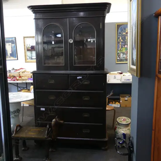 VICTORIAN MAHOGANY 3 PART COLLECTORS CABINET 1200x580x2200mm