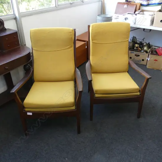 PR RETRO ARMCHAIRS; MUSTARD UPHOLSTERY