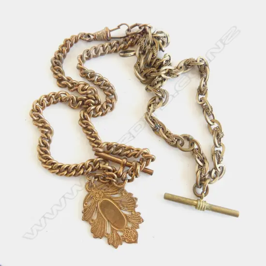 2 ANTIQUE ROLLED GOLD CHAINS 