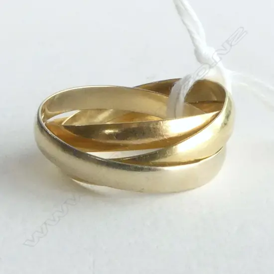 18ct TRI TONRE RUSSIAN WEDDING RING 4.3gm SIZE P