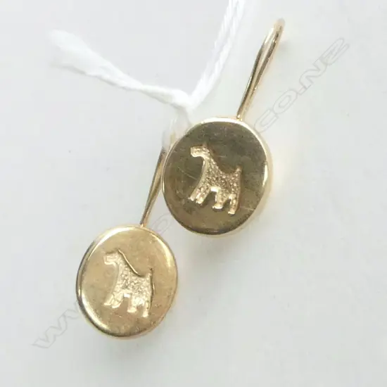 PR 9ct EARRNGS w DOG MOTIF 3.4gm