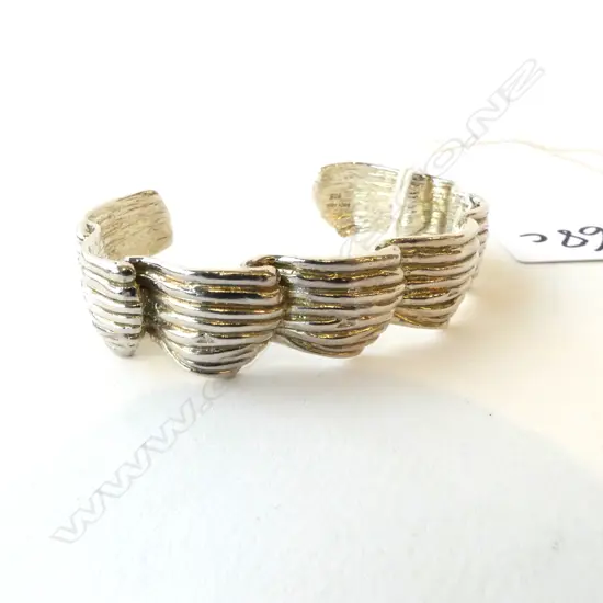 LUCY FOLK 925 SILVER CUFF BANGLE, 37gms, BOXED