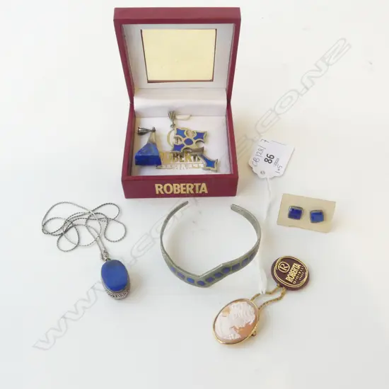 14CT CAMEO 25x20mm + 5 PCES LAPIS JEWELLERY