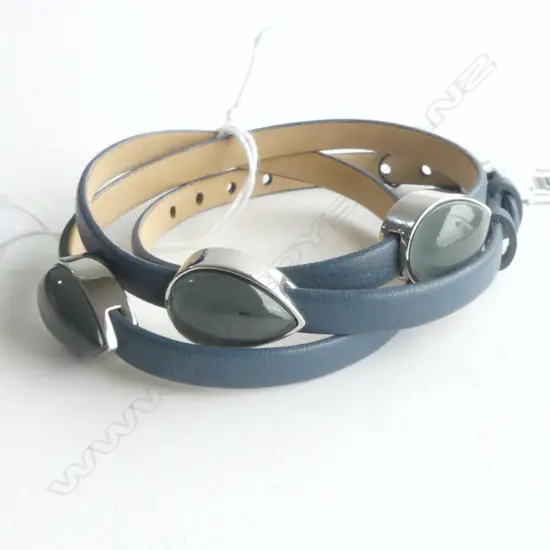 SKAGEN DENMARK TRIPLE WRAP GEM SET LEATHER BRACELET, NEW