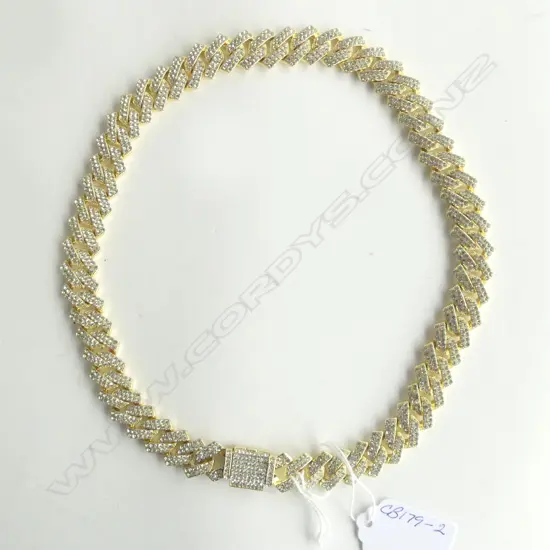 HEAVY GOLD LOOK & DIAMANTE LINK CHAIN NEKLACE