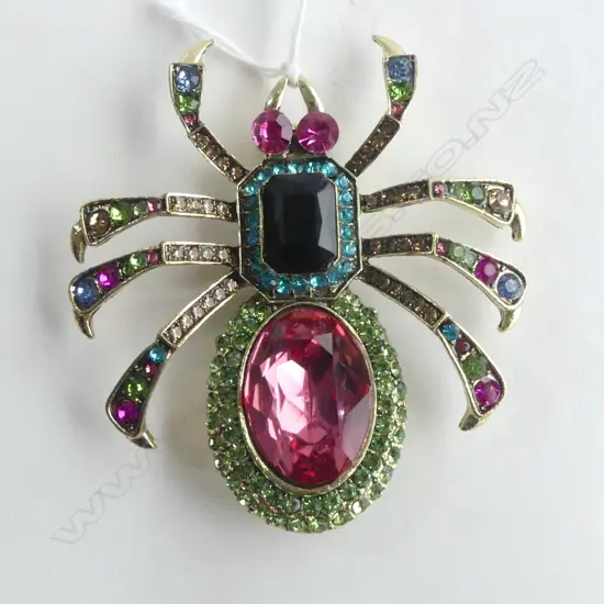 OVERSIZE MULTICOLOURED SPIDER BROOCH, L.80mm