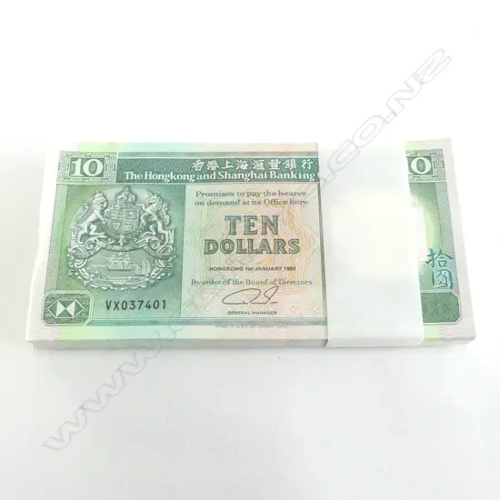 100 X OLD HONG KONG $10 BANK NOTES C.1992 in number sequence