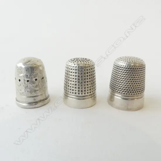 3 STG SILVER CHARLES HORNER THIMBLES CHESTER 1909 ETC  