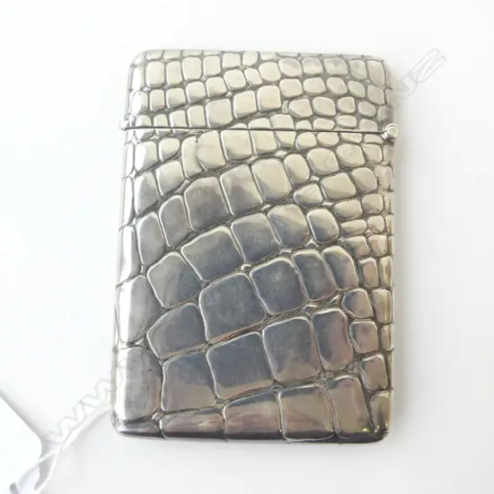 EDWARDIAN SILVER crocodile skin textured CARD CASE Birmingham 1903 61gms