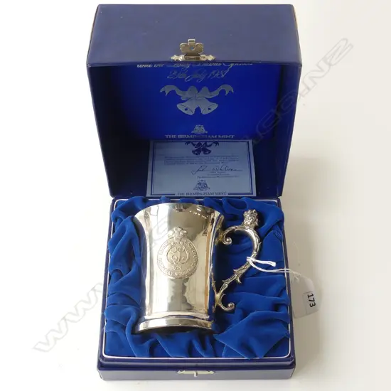 BOXED S/SILVER LADY DIANA  &  PRINCE CHARLES MUG 321gms