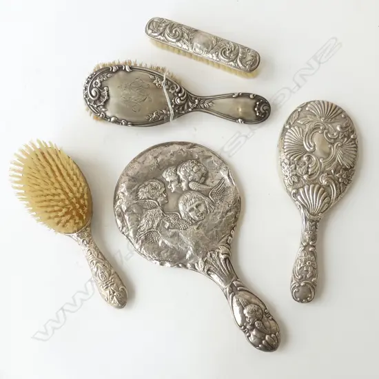STG SILVER TWO MIRRORS & THREE BRUSHES LONDON 1897 ETC A/F, L.155MM-280MM