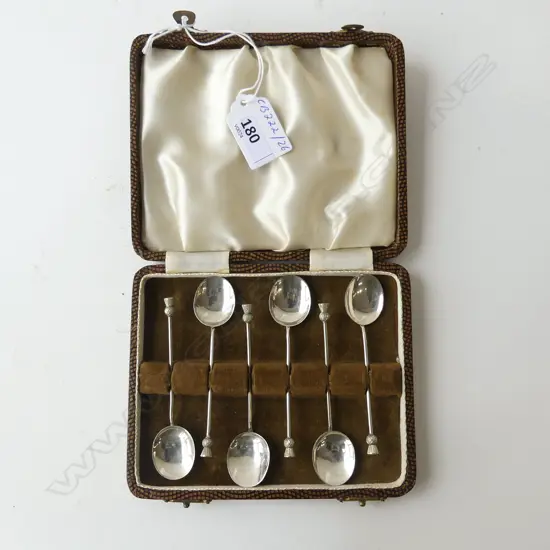 STG SILVER SCOTCH THISTLE TEASPOONS IN CASE EDINBURGH 1928