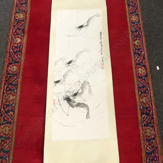 CHINESE SCROLL INK PAINTING - LOBSTER