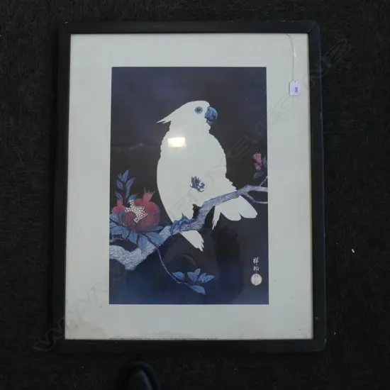 UKIYO-E, WHITE COCKATOO PRINT 775x625mm overall size...