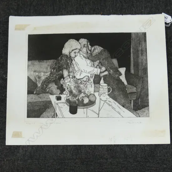 BARRY CLEAVIN 'TWO GIRLS AND A FRIEND' ETCHING 4/30 1974 270x370mm unframed